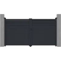 Vente-unique Elektrische draaipoort van aluminium - L.305 x H.166 cm - Antraciet - VIAZO