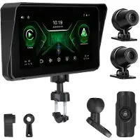 Semoic Draagbare Digitale DVR voor Motorfietsdashboard met CarPlay Android Auto, 6 Inch, IPX8 Waterdicht, met 2 Camera'S