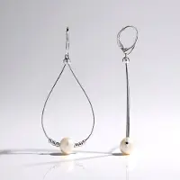 Cavill - Zilveren oorbellen - 925 Sterling Zilver - Witte Zoetwaterkweekparels 8mm - Luxe, Elegante Oorbellen met Druppelvorm & Fancy Slijpsel