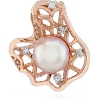 Cavill - Elegante Hanger Zilver & 18K Roségoud Verguld - 8 mm Roze Zoetwater Parel - Cambodjaanse Zirkonia 0,065 ct - Luxe Damessieraden voor Dames