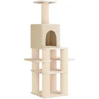vidaXL Kattentoren met sisal krabpalen Crèmekleurig 180 cm
