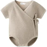 Mango romper - lichtbruin Jongens/Meisjes Katoen V-hals Effen - maat 68