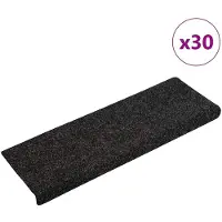 vidaXL Trapmatten Zelfklevend 30 stuks 65x21x4 cm Zwart Rechthoekige Rand