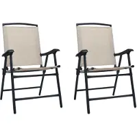 vidaXL Klapstoelen, 2 stuks, textielstof, crème kleur
