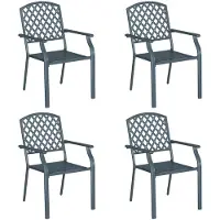 vidaXL Tuinstoel, 4 stuks, antraciet, staal