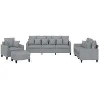 vidaXL 4-delige Loungeset met kussens stof lichtgrijs