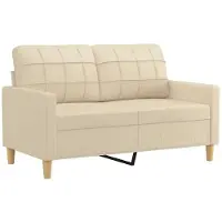 vidaXL Tweezitsbank 120 cm stof crèmekleurig