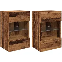 vidaXL Wandkasten met LED-verlichting voor tv 2 st 40x30x60,5 cm oud houtkleurig
