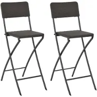vidaXL Barstoelen inklapbaar 2 st rattan look HDPE en staal bruin