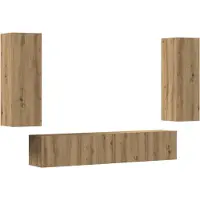 vidaXL Tv-wandkasten 4 st bewerkt hout artisanaal eikenkleurig