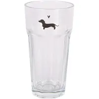 Clayre & Eef Drinkglas Teckel 320ml Ø8x15 Cm Glas Transparant transparant Glas