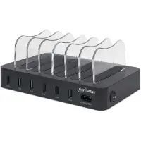 Manhattan 102254 USB-laadstation 50 W 6x USB-A Zwart, Transparant Binnen