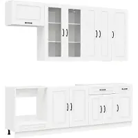 vidaXL Keukenblok KALMAR 8 pcs Wit Bewerkt hout