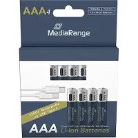 MediaRange oplaadbare USB-C Li-Ion-batterijen, Micro AAA I 1.5VI 500mAh, 4-pack