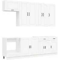 vidaXL Keukenblok PORTO 8 pcs Wit Bewerkt hout