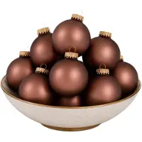 Krebs Kerstballen - 16x - 7 cm - kokosnoot bruin - glas - kerstboomversiering