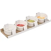 Vessia Kommetjes / serveer schaaltjes - 4x stuks - D8 x H5 cm - aardewerk - wit - ovenschaaltjes - tapas - voedsel - dessert