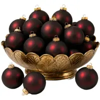 Krebs Kerstballen - 16x - 7 cm - donkerrood - glas - kerstboomversiering