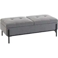 HOMCOM Opberghocker-Linnenstof (100 % Polyester), metaal-117L x 50B x 44H cm-Grijs
