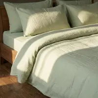 Kayori Caro dekbedovertrekset olijfgroen - 100% GOTS-katoen - 240 x 220 cm