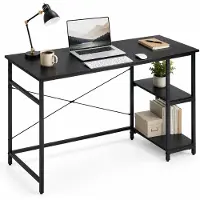 Lina Bureau - Computertafel - Bureautafel - Computerbureau - Zwart – Hoekbureau - 120x60cm – 2 Lades