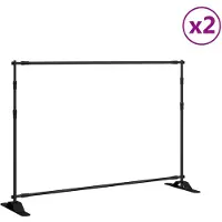 vidaXL Achtergrondstandaards 2 st 305x243 cm staal zwart