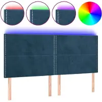 vidaXL Hoofdbord LED 160x5x118/128 cm fluweel donkerblauw
