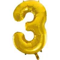 Wefiesta Folie ballon cijfer 3 goud | 86 cm