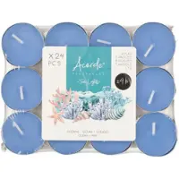 Acorde theelichtjes - ocean geur - 24x - blauw - waxinelichtjes/geurkaarsen - 4 branduren