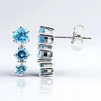 Cavill - Rondgeslepen Marambaia Topaas Oorbellen 1.98ct - 925 Sterling Zilver Gerhodineerd - Lichtgewicht Elegant - Braziliaans Blauw - Dames Sieraden