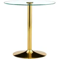 MODFU - Ronde Bartafel - Transparant Glazen Blad - Moderne Stijl - Voor Thuisbar - Metaal En Glas - Goudkleurig - 89 X 92 Cm
