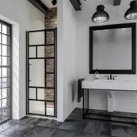 Schulte douchedeur met decorglas Atelier 1 - draaideur nis - 80x192 - mat zwart - helder veiligheidsglas met antikalk