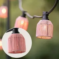 LumenXL Prikkabel set inclusief kappen in roze rotanlook, verkrijgbaar met verschillende LED lampen