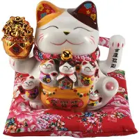 Jojomino 7 Inch Keramische Wenkende Kat Maneki Neko Ornament Feng Shui Decoratie Schommel Lucky Cat, A