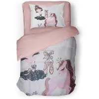 Eleganzzz Kinder Dekbedovertrek Micropercal Ballet Girl Horse - pink 140x200/220cm