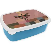 MuchoWow Broodtrommel Blauw - Lunchbox Illustratie - Vogel - Vlakken - Kleurrijk - Brooddoos 18x12x6 cm - Brood lunch box - Broodtrommels voor kinderen en volwassenen