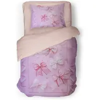 Eleganzzz Kinder Dekbedovertrek Micropercal Butterfly Tie - pink 140x200/220cm