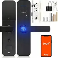 Tuya - Slimme Vingerafdruk Slot - Elektronische Deurknop met WiFi Wachtwoord Weergave - Keyless Toegangssysteem-APP