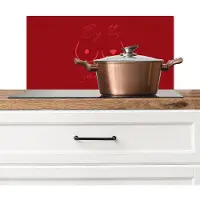 KitchenYeah Spatscherm keuken 70x30 cm - Kookplaat achterwand Big titties small heart - Rood - Hart - Muurbeschermer - Spatwand fornuis - Hoogwaardig aluminium