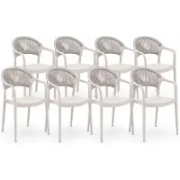 DS4U - Liv tuinstoel - Set van 8 - Beige - Kunststof - Stapelbaar