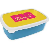 MuchoWow Broodtrommel Blauw - Lunchbox Dream big - Geel - Roze - Brooddoos 18x12x6 cm - Brood lunch box - Broodtrommels voor kinderen en volwassenen