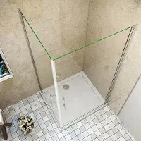 AICA hedendaags Vierkante douchecabine 76x76x185cm dubbele draaideur 6mm helder nano veiligheidsglas profiel van glanzend chroom Inclusief complete douchebak