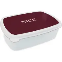MuchoWow Broodtrommel Wit - Lunchbox Nice - Bordeaux - Roze - Brooddoos 18x12x6 cm - Brood lunch box - Broodtrommels voor kinderen en volwassenen