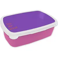 MuchoWow Broodtrommel Roze - Lunchbox See the good - Oranje - Paars - Brooddoos 18x12x6 cm - Brood lunch box - Broodtrommels voor kinderen en volwassenen