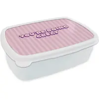 MuchoWow Broodtrommel Wit - Lunchbox Paars - Strepen - You're doing great - Schaduw - Brooddoos 18x12x6 cm - Brood lunch box - Broodtrommels voor kinderen en volwassenen