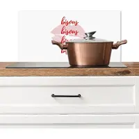 KitchenYeah Spatscherm keuken 70x30 cm - Kookplaat achterwand Bisous - Lip - Wit - Rood - Muurbeschermer - Spatwand fornuis - Hoogwaardig aluminium