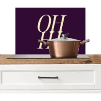 KitchenYeah Spatscherm keuken 60x40 cm - Kookplaat achterwand Oh hi - Paars - Minimalistisch - Muurbeschermer - Spatwand fornuis - Hoogwaardig aluminium