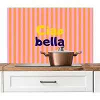 KitchenYeah Spatscherm keuken 100x65 cm - Kookplaat achterwand Verticaal - Strepen - Oranje - Ciao bella - Muurbeschermer - Spatwand fornuis - Hoogwaardig aluminium