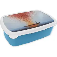 MuchoWow Broodtrommel Blauw - Lunchbox Wolk - Confetti - Boot - Wateroppervlakte - Brooddoos 18x12x6 cm - Brood lunch box - Broodtrommels voor kinderen en volwassenen