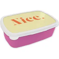 MuchoWow Broodtrommel Roze - Lunchbox Nice - Oranje - Geel - Minimalistisch - Brooddoos 18x12x6 cm - Brood lunch box - Broodtrommels voor kinderen en volwassenen